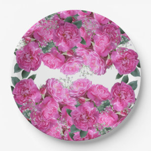 Customise Pink Flower Bouquet Paper Plate