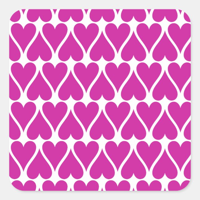 Customise Pink Hearts Square Sticker (Front)