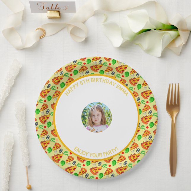Customise Pizza Birthday Party Little Girl Picture Paper Plate (Wedding)