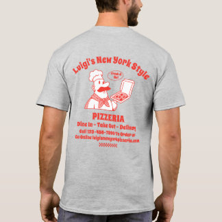 Customise Pizza Restaurant Detailed Graphic Back T-Shirt