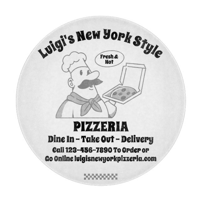 Customise Pizza Restaurant Detailed Pizza Chef Cutting Board (Front)