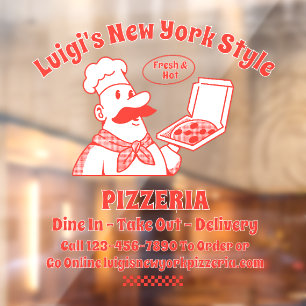 Customise Pizza Restaurant Front Window Cling