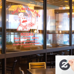 Customise Pizza Restaurant Front Window Cling