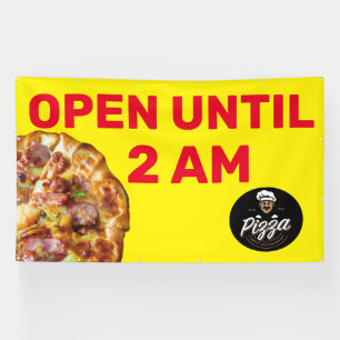 Customise Pizza Shop Logo Open Until 2AM Large Banner