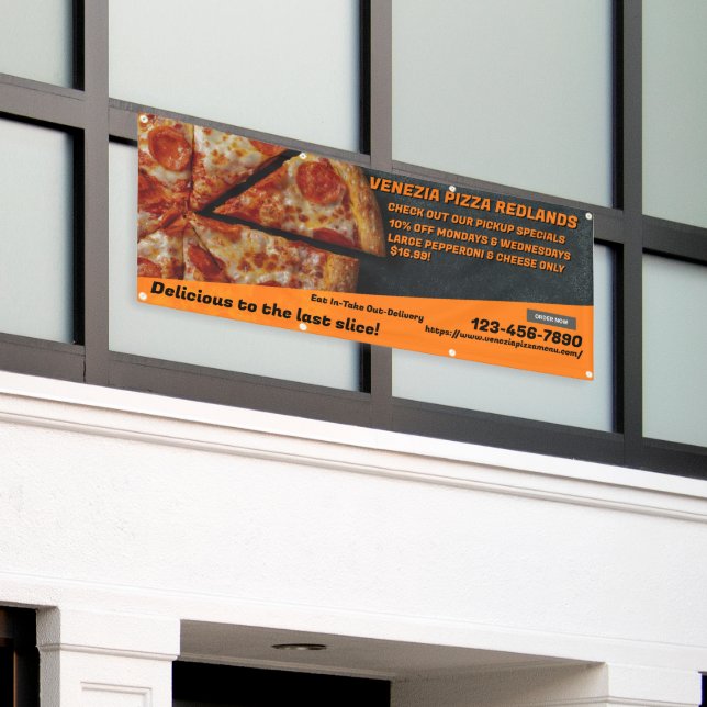 Customise Pizza Shop Pepperoni Cheese Advertise   Banner (Outside Building)