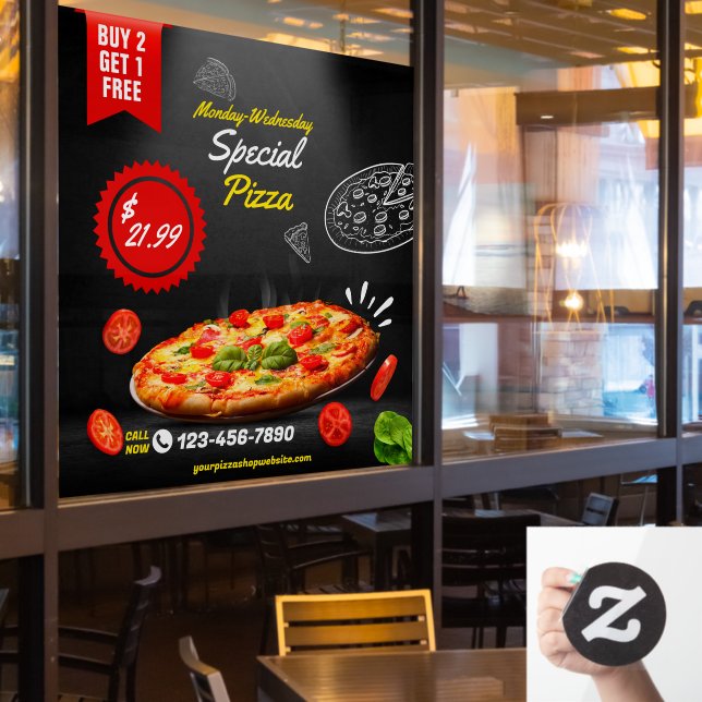 Customise Pizza Shop Special Deal Nights Large Window Cling (Restaurant Window)
