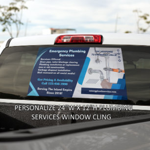 Customise Plumber Services Business Contractor Van Window Cling