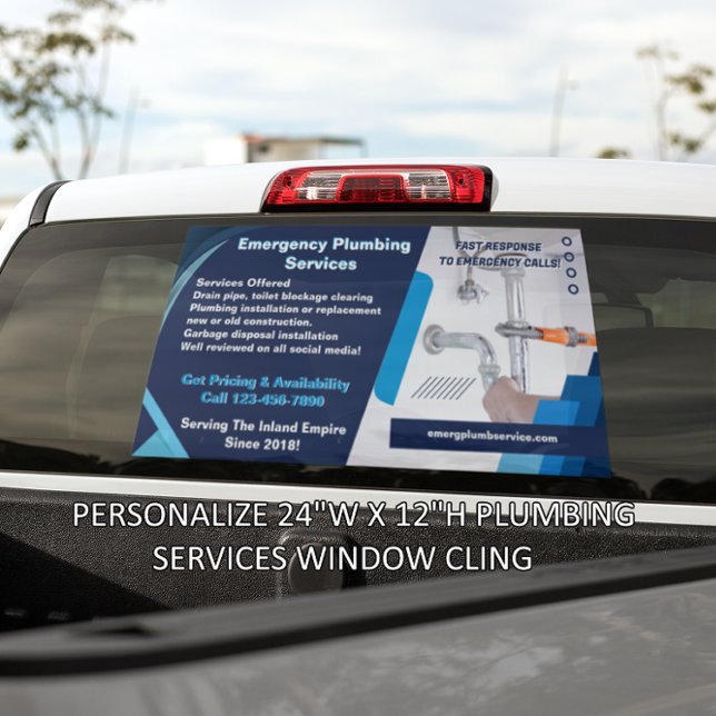 Customise Plumber Services Business Contractor Van Window Cling (Creator Uploaded)
