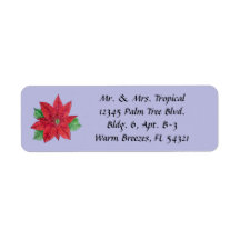 Customise Poinsettia Long Address Label - Lavender