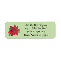 Customise Poinsettia Long Address Labels - Mint