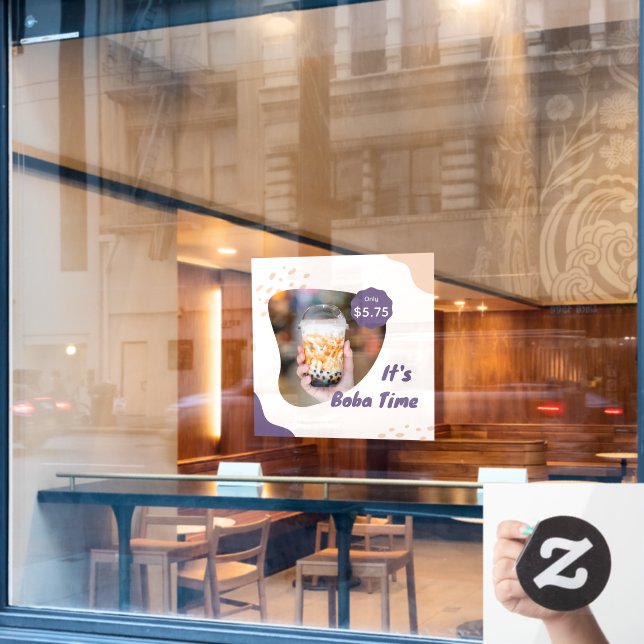 Customise Price Boba Milk Bubble Tea Window Cling (Cafe Window)