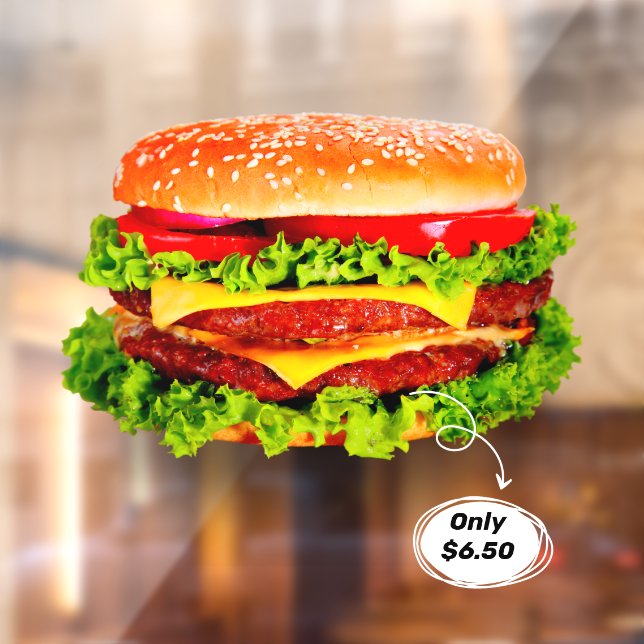 Customise Price Double Cheeseburger Deluxe Advert Window Cling (Sheet 2)
