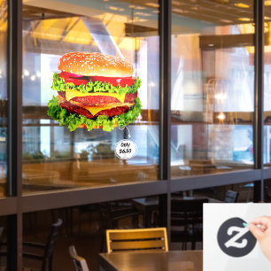 Customise Price Double Cheeseburger Deluxe Advert Window Cling