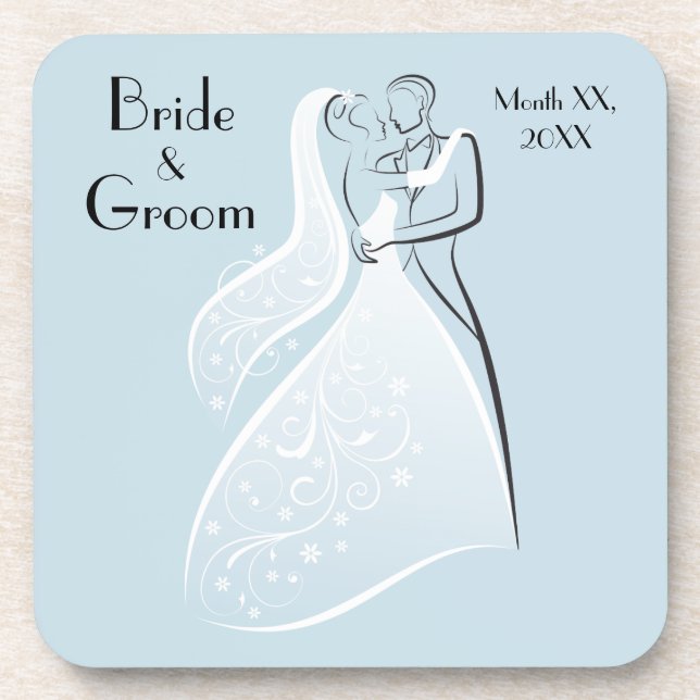 Customise Product Blue Retro Wedding Dancers Coord Coaster (Front)