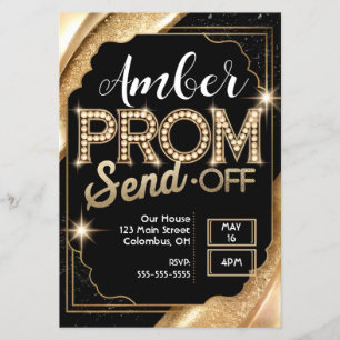 Customise PROM SEND-OFF Sparkling Black and Gold Flyer