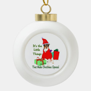 Customise PrRat Terrier Christmas Ceramic Ball Christmas Ornament