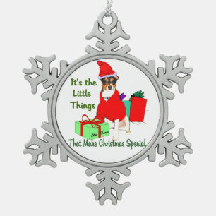 Customise PrRat Terrier Christmas Snowflake Pewter Christmas Ornament