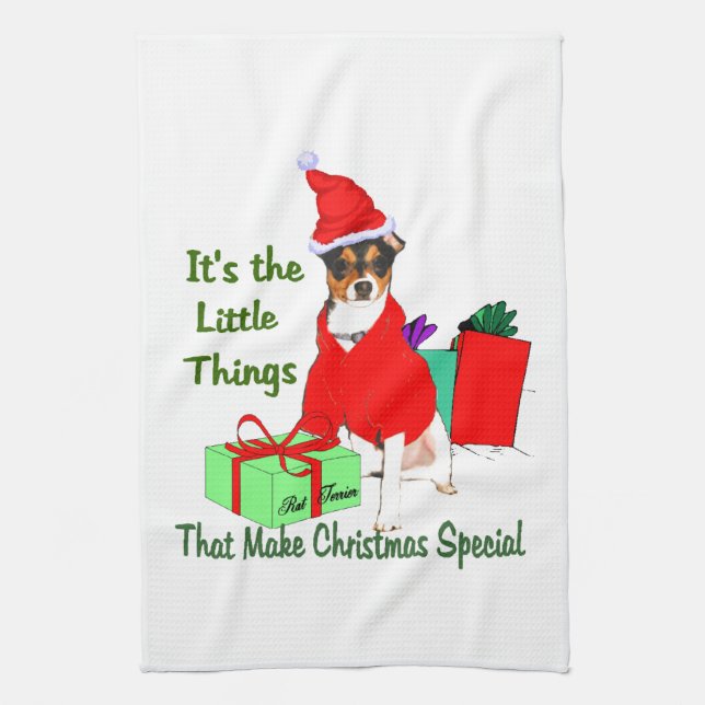 Customise PrRat Terrier Christmas Tea Towel (Vertical)