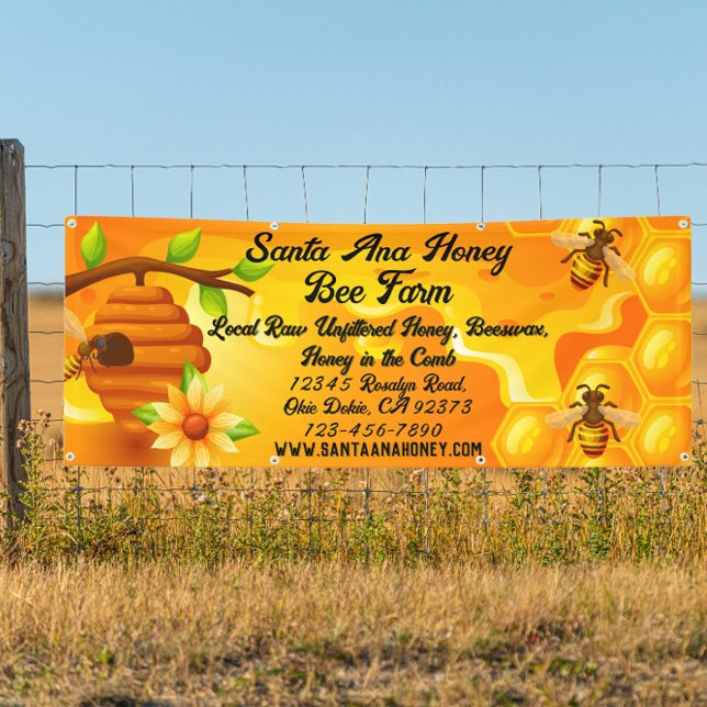 Customise Raw Honey For Sale Farm Business Banner (Creator Uploaded)