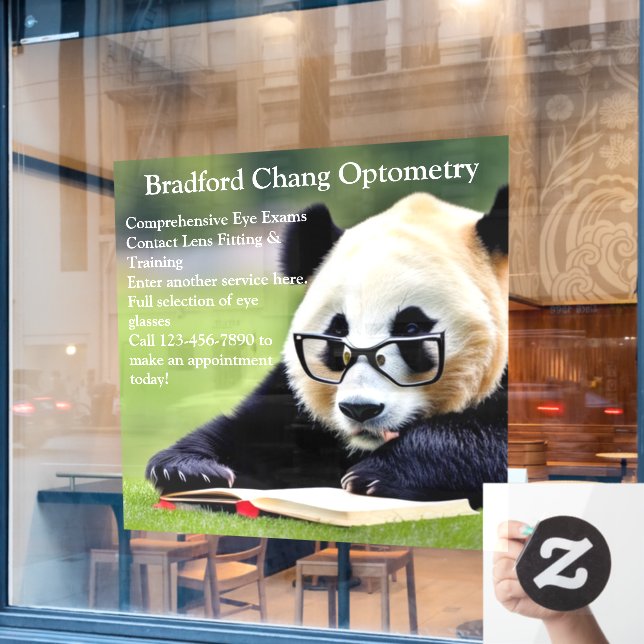 Customise Reading Panda Optometry Office Front  Window Cling (Cafe Window)