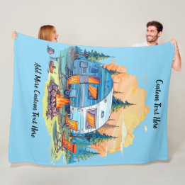 Customise Recreational Vehicle Camping Campfire Fleece Blanket