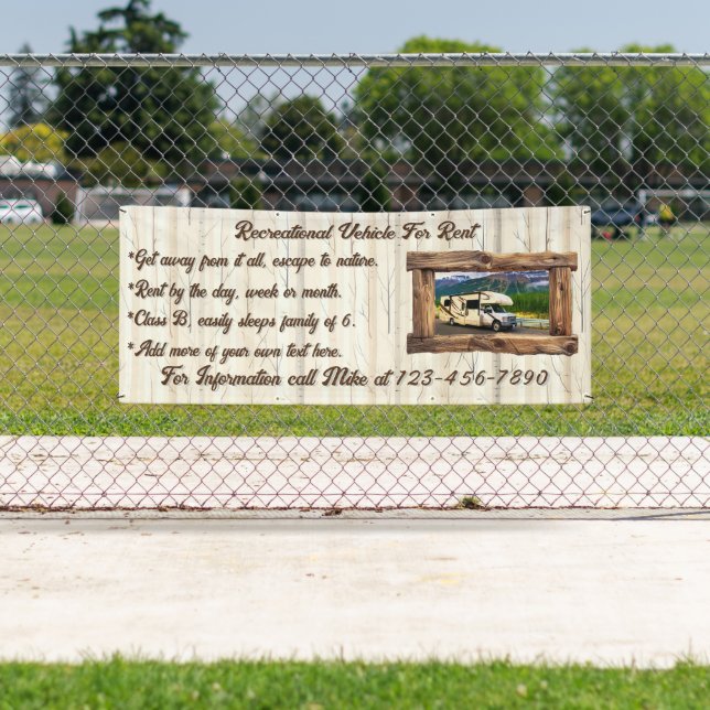 Customise Recreational Vehicle For Rent or Sale Banner (Insitu)