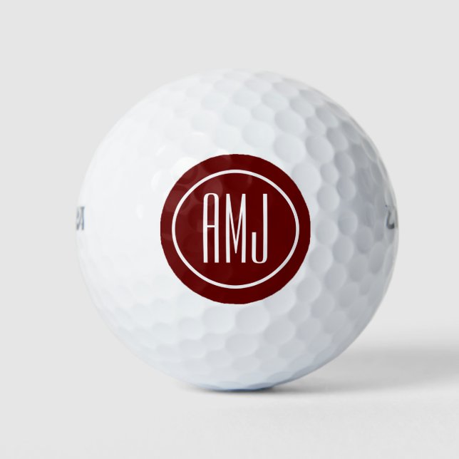 Customise red and white monogram golf balls (Front)