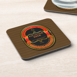 Customise Red Black Gold Rustic Coaster