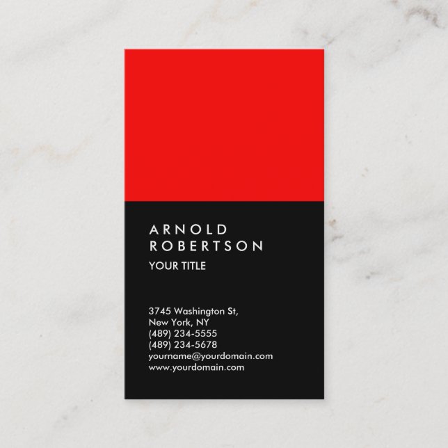 Customise Red Black Professional Business Card (Front)