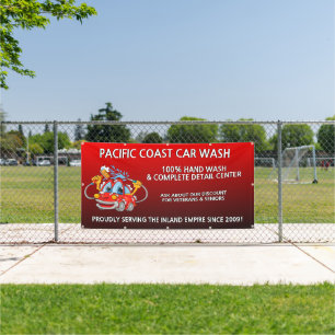 Customise Red Car Wash Comical Toon Car Large  Banner