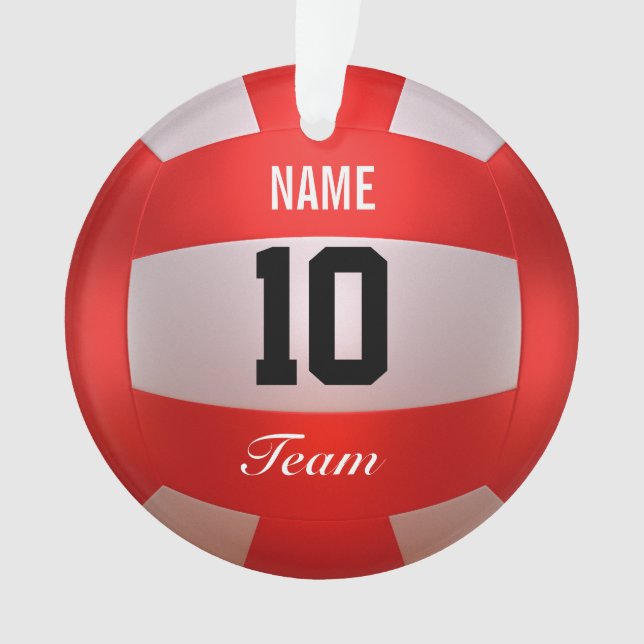 Customise Red Volleyball Ornament (Front)