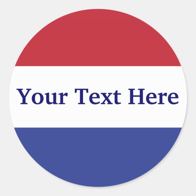 customise red, white and blue design classic round sticker (Front)