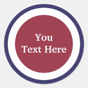 customise red, white and blue design classic round sticker