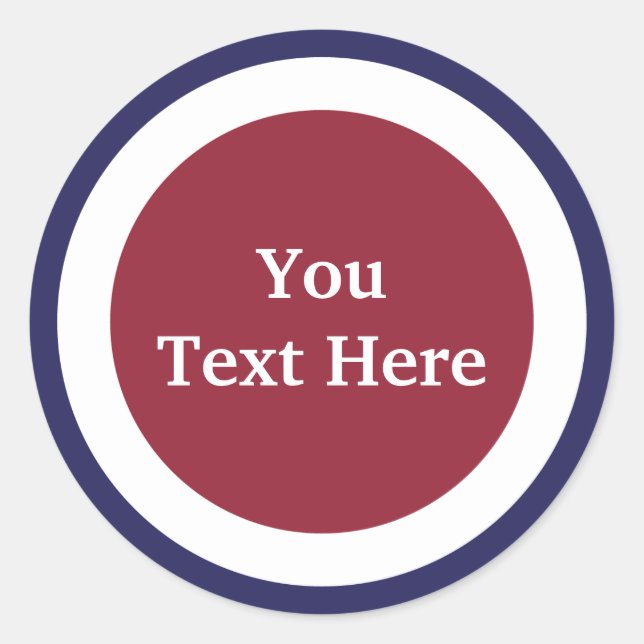 customise red, white and blue design classic round sticker (Front)