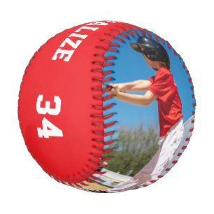 Customise Red   White Baseball 