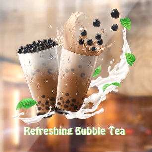 Customise Refreshing Boba Bubble Tea Advert Front Window Cling