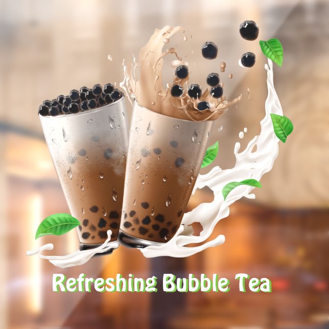 Customise Refreshing Boba Bubble Tea Advert Front Window Cling (Sheet 2)