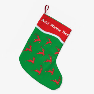 Customise Reindeer Green Stockings