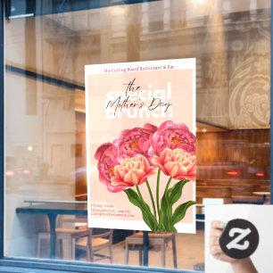 Customise Restaurant Mother's Day Brunch Floral Window Cling