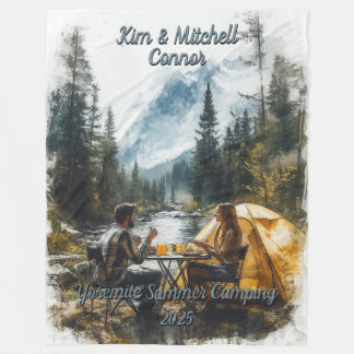 Customise Romantic Couple Mountain Stream Camping Fleece Blanket