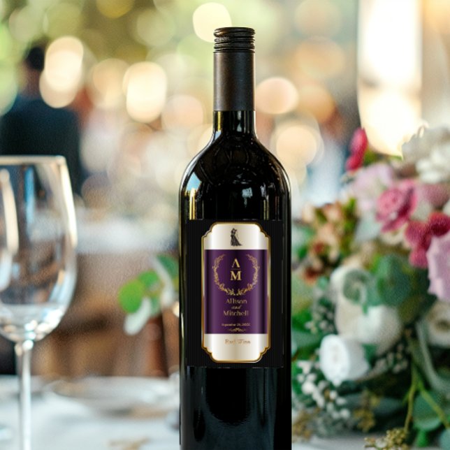 Customise Romantic Elegant Wedding Reception Wine  Label (Creator Uploaded)