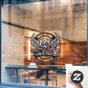 Customise Route 66 Café Garage Gas Station Biker  Window Cling