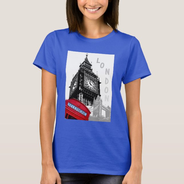 Customise Royal Blue London Big Ben Clock Tower T-Shirt (Front)