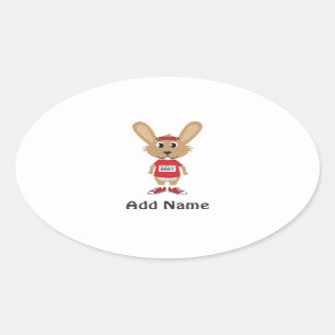Customise Running Bunny Oval Sticker