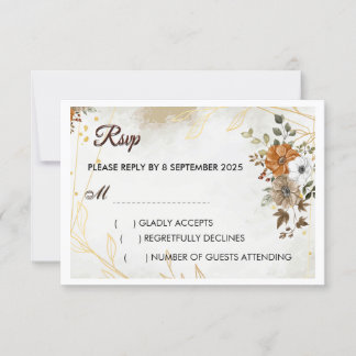 Customise Rustic Boho Fall floral RSVP Card