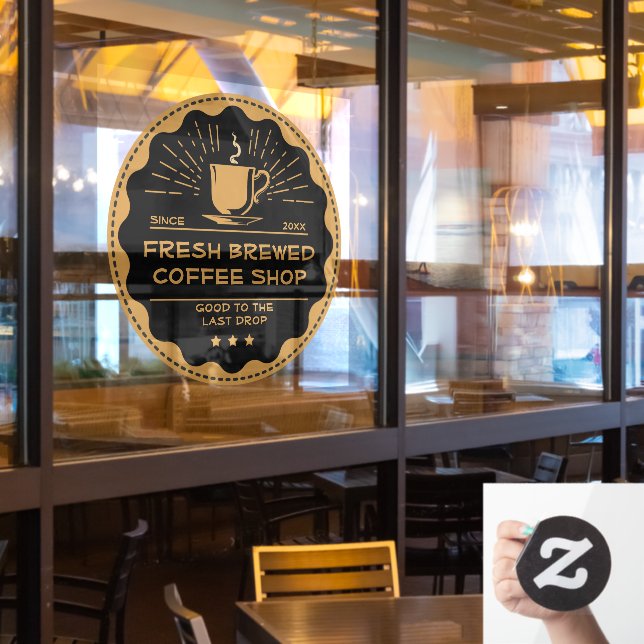 Customise Rustic Coffee Shop Cup Business Front   Window Cling (Restaurant Window)