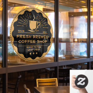 Customise Rustic Coffee Shop Cup Business Front Window Cling