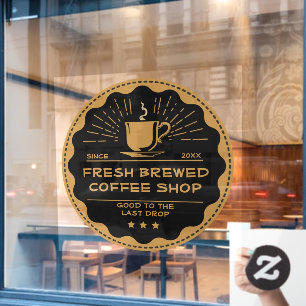 Customise Rustic Coffee Shop Cup Business Front  Window Cling