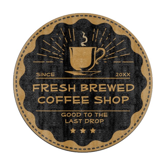 Customise Rustic Coffee Shop Cup Sandwich  Cutting Board (Front)