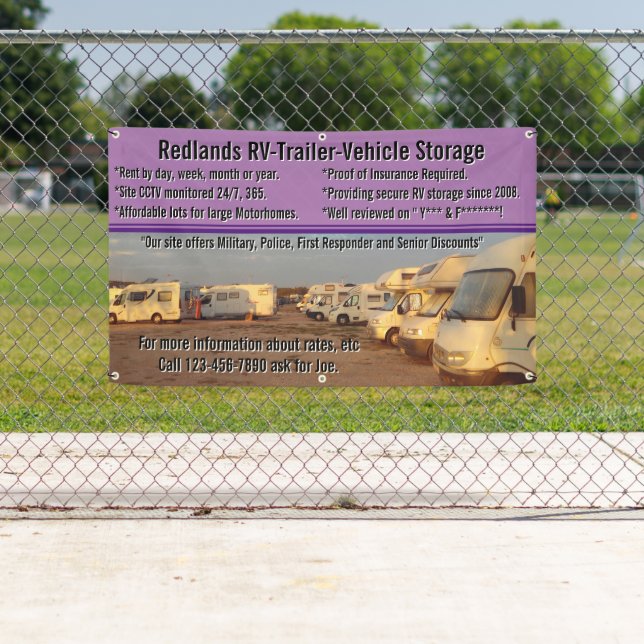 Customise RV Trailer Vehicle Storage Lot  Banner (Insitu)